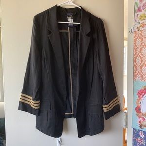 Free People Exposed Zipper Black Silky Blazer